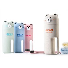 곰돌이모양 양치컵세트 휴대용 칫솔통+case3564ea, 블루