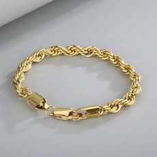 남성 위한 우아한 20cm 간단한 골드 파티 체인 남여 도금 4MM 팔찌 스털링 쥬얼리 925 실버, Gold, 1개