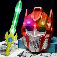 發光賽羅奧特曼面具兒童發光寶劍玩具 - 歐布羅索烈火奧特曼刀劍角色扮演, 變形金剛面具+黃色聲光劍, 1個