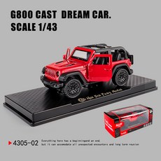 DFMEI 三開門Rross-Country合金仿真越野跑車模型兒童回力玩具小汽車, 如圖, 紅色-敞篷版Rubicon【底座彩盒裝】