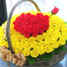 지나로즈 장미 100송이 기념일 프로포즈 생일 기념일 축하 꽃배달 비누꽃 여친선물 큐피트 하트 비누꽃바구니, 옐로우하트, 1개