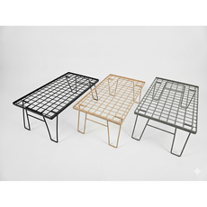 문캠핑 접이식 철제 캠핑 쿨러 받침대 다용도 스탠드 선반 2P + 파우치 세트, 아이보리