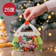보리도리 크리스마스 선물 포장 구디백 지퍼백, 25매, 트리