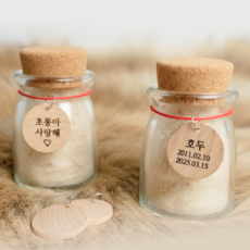 펫실버 반려동물 털보관함 고급코르크 강아지 고양이 추모용품 반려동물유치보관 메모리얼스톤보관함 각인서비스, 1개