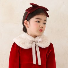 女童綁帶絨毛圍巾