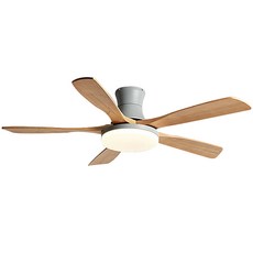 實木扇葉變色LED吸頂風扇燈，六檔風速，適用於餐廳臥室客廳, HC163灰+木紋色ABS葉(吸頂款)變頻遙控+三色變光