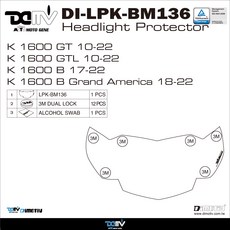 DIMOTIV DI-LPK-BM136 BMW K1600GT/GTL/B 頭燈護片組 (10-22年)專用，有效保護原廠車頭燈，防止碎石撞擊, 透明, 1個