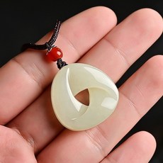 [커플 아이템] 모비우스띠 옥 펜던트 목걸이 남녀공용 평안수호 시뮬레이션 옥 목걸이