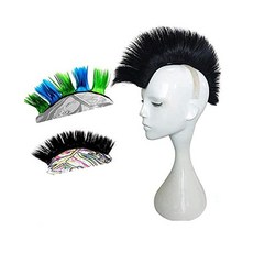 HHongJM Helmet Hawks 오토바이 헬멧 모호크 합성 가발 자전거/거의 헬멧/스틱 재사용 가능한 디자인/옐로우, 블랙