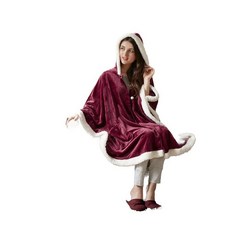Comfort Spaces Glimmersoft 플러시 셰르파 포켓 후드 엔젤 랩 울트라 소프트 웨어러블 판초 담요 모포 147.3cm x 182.9cm(58 72인치) 청, 레드