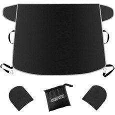 자동차 트럭 밴용 윈드실드 스노우 커버 - 사이드 미러 커버가 있는 방수 방풍 겨울 서리 및 얼음 제거 자외선 차단제, Black-1