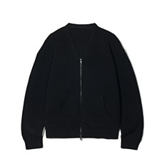 PARTIMENTO V 넥 니트 집업 가디건 블랙