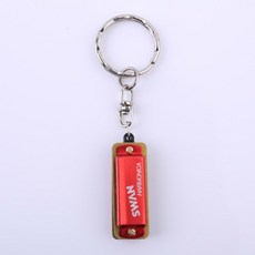 하모니카 백조 미니 키링 35x13x11 오르간 8개 악기 실버 휴대용 선물용 뮤지컬, 레드 키홀더, 1개