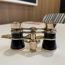 오페라글라스 뮤지컬 망원경 휴대용 복고풍 콘서트 확대경, 골드+블랙+체인