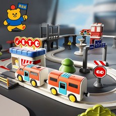 토요요 어린이 전동 기차 트랙 2in1 세트 교통놀이 기차역 신칸센 자동순환 레일 완구G-CS1, 오렌지 A, 1개