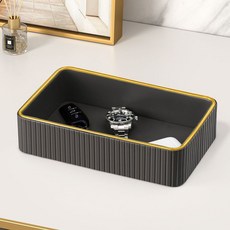 玄關鑰匙雜物奶油白收納盒桌面輕奢高檔托盤首飾化妝品雜物置物盒, 1個, 淺灰意式條紋-桌面收納盒:鑰匙收納盒
