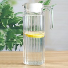 鴨嘴壺耐熱北歐條紋玻璃水壺泡茶壺涼水壺果汁飲料壺扎啤壺分酒壺, 1個, 1.1L豎條壺 BMHSTH1100:如圖, 1L