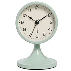 COVERONE 노르딕 라운드 무음 탁상 알람 시계, 청록색8cm*12.6cm
