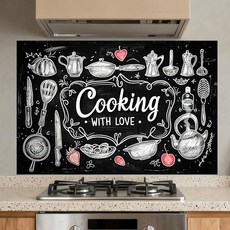Nuxovilar 1세트 2개 패널로 분할 칠판 요리 러브 필과 스틱 백스플래시 각 11 81인치 x 35 43인치 주방 식사 공간용