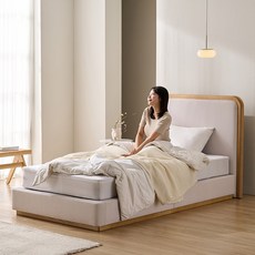 삼익가구 디모뜨 원목 패브릭 슈퍼싱글 침대, 내추럴_매트제외