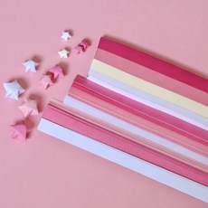 행운별 종이접기 오각별 수공예 DIY 다채로운 컬러 반짝이 장식 선물용, 단일 사이즈, 핑크