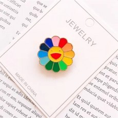레인보우스마일꽃뱃지해바라기브로치포인트장식