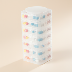 knatt 스택 모듈 알약 케이스 분리형 휴대용 약통 PIL-01, 1개, 클린 화이트