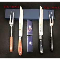 工具家達人 堺實光 JIKKO 鐵板刀叉 鐵板刀 鐵板叉 日本製 牛排 肉料理 烤肉刀叉, 1個, 原產利度,茶色一組兩支(刀+叉)(裸包沒盒子)