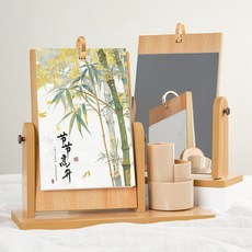 嗨購 2026年創意實木檯曆企業辦公桌面鏡子擺件翻轉商務高檔鏡面日曆, 節節高升/鏡面筆筒/, 1個