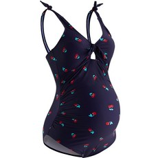 임산부 수영복 호캉스 호텔 만삭 모노키니 체크 셔링 태교여행