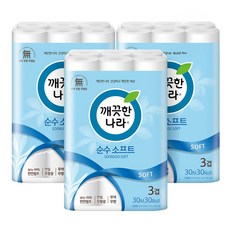 깨끗한나라 순수소프트 30m 30롤 x 3팩 (90롤), 1박스, 90롤