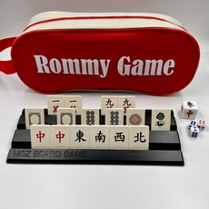 Rommy Game 旅行麻將組 144張完整牌 便攜設計, 1個, 袋裝麻將大牌, 紅色
