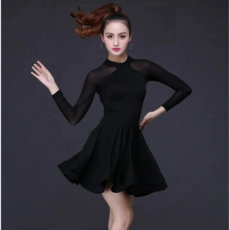 트렌드 패피 여성 라틴 댄스 스포츠댄스 슬림핏 벨리복 원피스, 블랙B