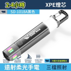 LED伸縮調焦泛光手電筒 夜光露營燈, 1個, 黑色 微笑鯊 SD-1018A
