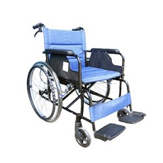 【海夫健康生活館】杏華機械式輪椅(未滅菌) 不折背鋁合金輪椅 22吋後輪/18吋座寬 輪椅B款 (F16), 藍色, 1個