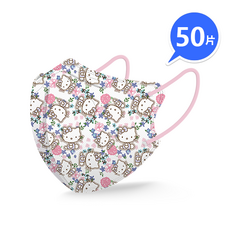 兒童專用口罩 韓版蝶型 KN95高端防護 過濾98% 獨立包裝 4D立體口罩 4-13歲可愛小孩大童口罩, 1套, 【兒童蝶型】白底KT貓 獨立包裝, 50個裝