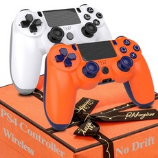 PS4 컨트롤러용 Dwifocor 컨트롤 2팩 플레이스테이션 4 무선 리모컨 듀얼 게임패드 충격 및 진동 없는 조이스틱 슬림 프로 화이트 오렌지와 호환 최고의 착용감
