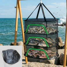 피카스페이스 다용도 원터치 생선건조망 나물 야채 말리기 특대형3단, 1개, 3단, 블랙