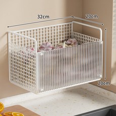 蔥薑蒜置物架廚房牆上收納架壁掛生薑大蒜收納神器免打孔瀝水掛籃, 1個, 白色中號