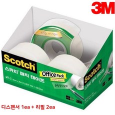 3M 찢어지는 메모가능 매직테이프 디스펜서+리필2 가장많이쓰는 학원 병원, 1개