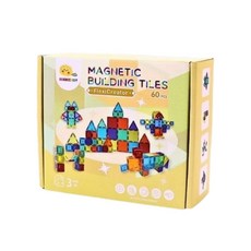 ScienceBaby磁力片 糖果色鑽石小磁片 雪鑽創意積木 球道彩色管道 拼字派對 恐龍樂園 摩天輪, 雪鑽創意家60片(新品), 1個