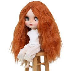 Linfairy 9-10 inch 인형용 긴 가발 컬 69 가운데 오렌지, 1개, 상세페이지 참조