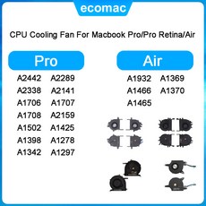 호환 맥북 용 OEM CPU 냉각 FAN A2442 A2289 A2338 A2141 A1932 A1706 A1707 A1708 A2159 A1502 A1425 A1398 A1369, 13)A1398 20122013, 1개