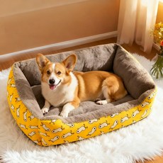 강아지방석대형 방한하고 보온하다 강아지쿠션, 1개, 노란색