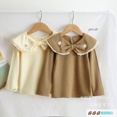 2025秋季新款女童翻領打底衫女孩德絨上衣兒童春秋韓版翻領打底衣