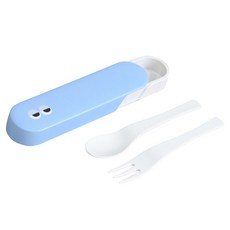 Iroiro Omeme 午餐盒湯匙組 155mm, 1個, 湯匙+叉子+湯匙架, 藍色