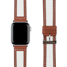 모할랩 애플워치 3/4/5/6/7/8/SE 호환 가죽 투톤모던 스트랩 + 보호필름 1p 세트, 01 파이어 브릭, 42mm