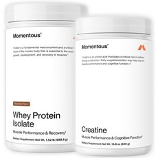 Momentous Creatine Monohydrate Powder & Essential Grass-Fed Whey Chocolate Protein Powder - Suppor, 1개