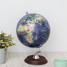 【SkyGlobe】10吋衛星觸控鋰電池N型木質底座地球儀(中英文對照)