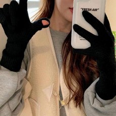 터치 스마트폰 핑거홀 방한겨울장갑 겨울 장갑 방한 당구용품, 1개, 아이보리